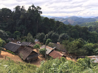 Fototapeta na wymiar Hmong village in north mountainous Laos