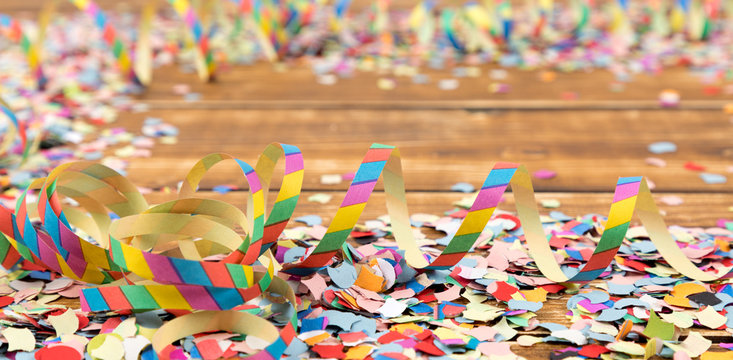 colorful streamer and confetti
