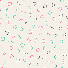 Seamless memphis pattern 80's-90's styles. Vector repeating texture.