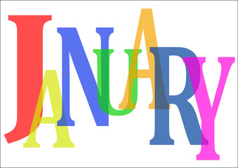 January with colorful letters
