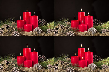 four advent candles burning