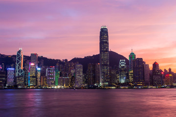 Fototapeta na wymiar Hong Kong Island from Kowloon.