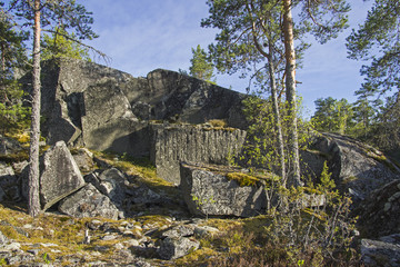 Old abandoned quarry in the Ladoga skerries, Karelia, Russia.