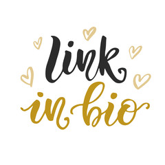 Link in Bio. Social Media hand written trendy lettering collection