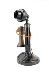 Old Fashioned Telephone and Receiver on White Background