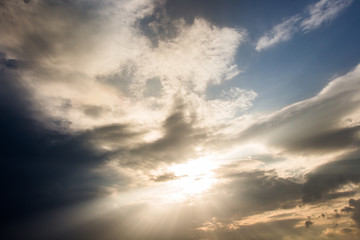 colorful dramatic sky with cloud at sunset.