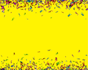 Yellow holiday background with colorful serpentine.