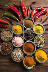 Various spices selection