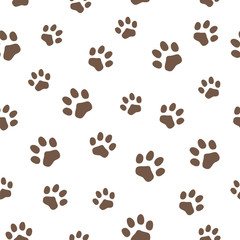 Seamless pattern of traces. Dog tracks. Vector illustration.