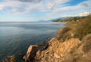 Rocky steep coast of the Black Sea
