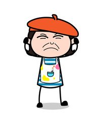 Irritated Face Expression - Cartoon Artist Vector Illustration