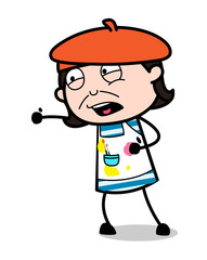 Aggressive Expression - Cartoon Artist Vector Illustration