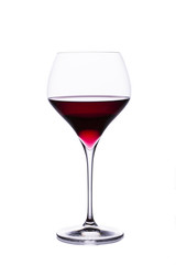 A beautiful large glass with red wine. Isolated