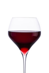 A beautiful large glass with red wine. Isolated