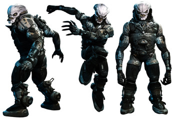 Aliens in battlesuits 3D illustrations © warpaintcobra