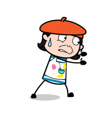 Pulling with Full of Force - Cartoon Artist Vector Illustration