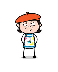 Slightly Smiling and Staring Face - Cartoon Artist Vector Illustration