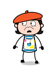 Watching in Fear - Cartoon Artist Vector Illustration