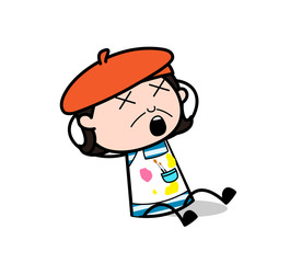 Dizzy Face Expression - Cartoon Artist Vector Illustration