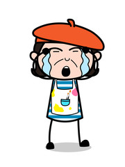 Loudly Crying Face - Cartoon Artist Vector Illustration