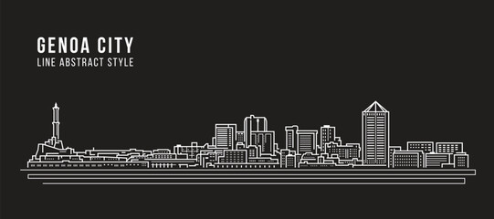 Cityscape Building Line art Vector Illustration design - Genoa city