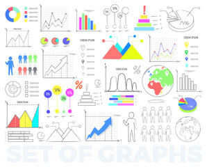 Bright Charts and Round Diagrams Illustrations Set