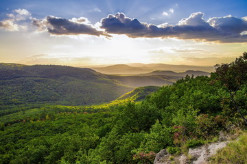 Fototapeta na wymiar Sunset at the hillside