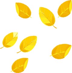 Background with flying yellow fall leaves