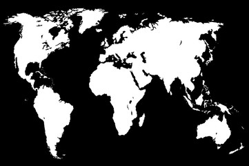 black white world map, isolated