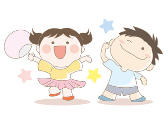 応援している男の子と女の子