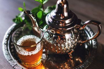 close up of traditional moroccan tea