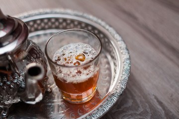 close up of traditional moroccan tea