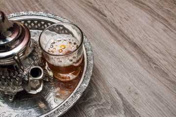 Obraz na płótnie Canvas close up of traditional moroccan tea