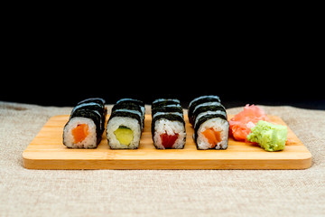 Japanese food Sushi Roll Maki of Salmon and avocado