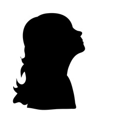 silhouette little girl portrait, vector, isolated