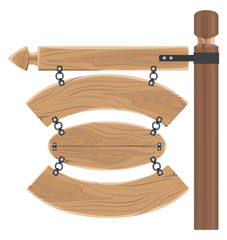 Wooden Hanging Empty Signboards on Chains on White