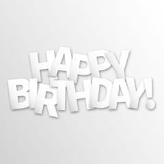 Happy Birthday Lettering Greeting Card. Vector Background. Invitation Card. 3d Text with Shadow