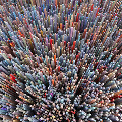 Obraz premium 3d rendering of colored parallelepiped bars background