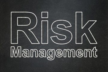 Business concept: text Risk Management on Black chalkboard background