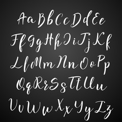 Handwritten calligraphy font. Vector alphabet. Hand drawn letters