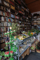 Naklejka na ściany i meble Food and Books inside Library