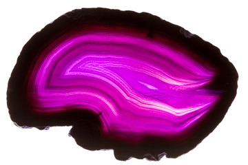 Abstract background - pink agate mineral cross section isolated on white background