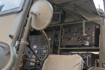 Closeup View of Military Car's Interiors for Radio Communication