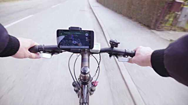 POV travel with bicycle and GPS navigation 4K