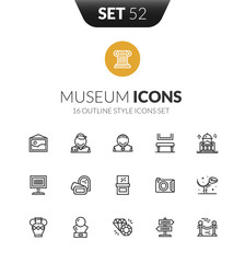 Outline black icons set in thin modern design style