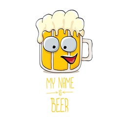 vector cartoon funky beer glass character with sunglasses isolated on white background.vector beer comic