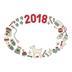 Color Wreath symbols of the year dog