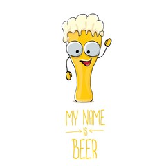 vector cartoon funky beer glass character with sunglasses isolated on white background.vector beer comic