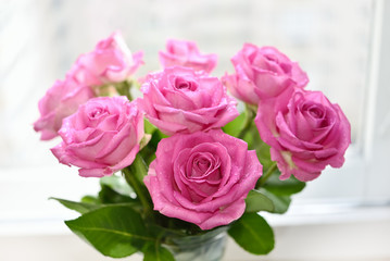 Bouquet of pink roses, close up