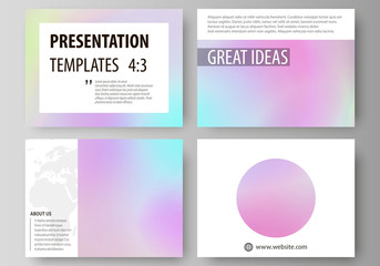 Business templates for presentation slides. Abstract vector layouts in flat design. Hologram, background in pastel colors with holographic effect. Blurred colorful pattern, futuristic surreal texture.